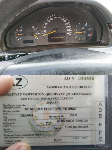 Mercedes E 220 2001, 262,000 km - 2.2 l - Bərdə